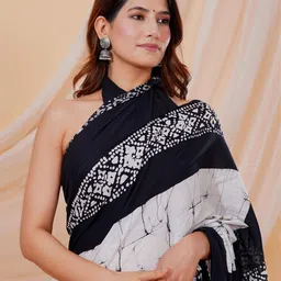 shivanya  handicrafts Shivanya Handicrafts Batik Printed Pure Cotton Block Print Saree image 4