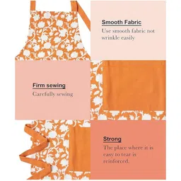 PIXEL HOME Orange-Colored Cotton Apron Adjustable Neck Strap & Ties With Center Pocket image 4