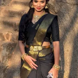 FINFOL Woven Design Zari Art silk Handloom Saree image 3