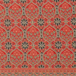 KALINI Women Red And Grey Ajrak print Cotton Saree with Blouse image 4