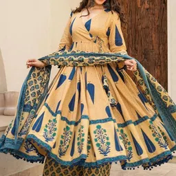 Anara Women Ethnic Motifs Printed Anarkali Kurta with Palazzo & Dupatta image 3