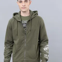 HIGHLANDER Men Graphic Printed Hood Cotton Front-Open Sweatshirt image 1