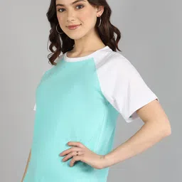 Adyavastram Women Colourblocked Round Neck Cotton T-shirt-image-5