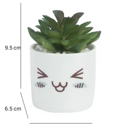 Myntra Elegant Homes Green & White Succulent Artificial Plant With Pot image 2