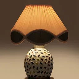 Aura Off White & Black Textured Glass Frustum Shaped Table Lamp image 5
