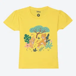 YK Disney Girls Lion King Graphic Printed Round Neck Cotton T-shirt-picture-17