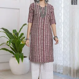 HERE&NOW Women Pack of 2 Ethnic Motifs Printed Festive Straight Kurtas-picture-35