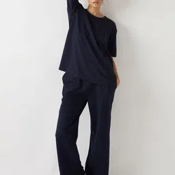 FEMMELLA Self Design Round Neck Drop-Shoulder Sleeves T-shirt image 2