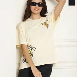 Metronaut Women Typography 2 Printed Drop-Shoulder Sleeves T-shirt-picture-14