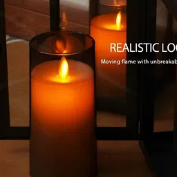 LTETTES Grey 3 pieces Pillar LED Candles image 4