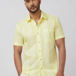 Mufti Men Spread Collar Striped Cotton Slim Fit Casual Shirt-picture-28