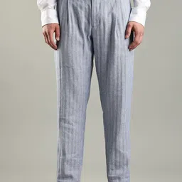 Tommy Hilfiger Men Striped Slim Fit Pleated Trousers-picture-29