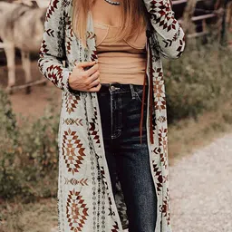 HERE&NOW Women Printed Longline Cardigan-picture-27