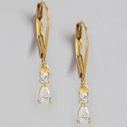Carlton London Gold-Plated CZ Teardrop Shaped Drop Earrings image 2