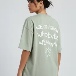 glitchez Oversized Typography Printed Pure Cotton T-shirt image 3