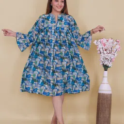 Kaajal by Vidhi Colourblocked Bell Sleeve Maternity A-Line Dress-picture-28