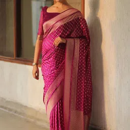 AVANTIKA FASHION Ethnic Motif Woven Design Zari Pure Silk Banarasi Saree-picture-37