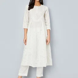 max Women Ethnic Motifs Embroidered Straight Kurta with Trousers & Dupatta-image-95