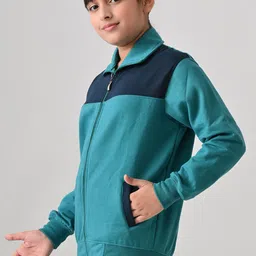 BAESD Girls Colourblocked Stand Collar Fleece Lightweight Outdoor Open Front Jacket image 3