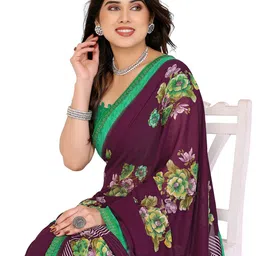Moda Rapido Floral Printed Beads and Stones Saree image 2
