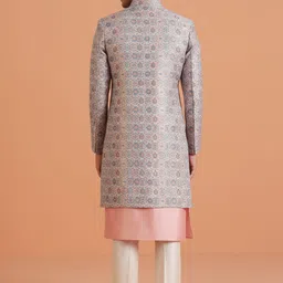 KISAH Printed Mandarin Collar Indowestern Sherwani Set image 3