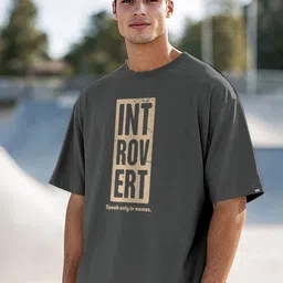 Bewakoof Men Typography Printed Round Neck Cotton Oversized T-shirt-image-76