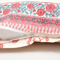 BLOCKS OF INDIA Pink & White Set of 5 Ethnic Motifs Square Cushion Covers image 2