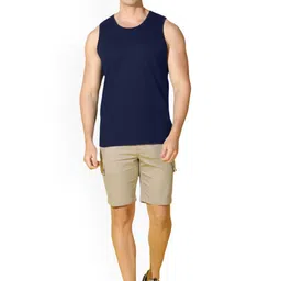 SLOWLORIS Pack Of 2 Printed Round Neck Sleeveless Bio-Wash Cotton Gym Vests image 4