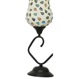 SOMIL White Printed Glass Cylindrical Shaped Table Lamp image 3