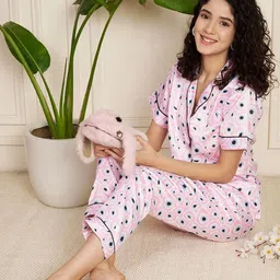 CORSICA Printed Satin Night Suit image 2