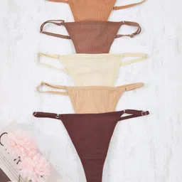 Trendyol Women Pack Of 5 Mid Rise Thong Briefs-image-62