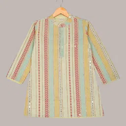 SAKA DESIGNS Boys Ethnic Motifs Embroidered Regular Sequinned Kurta with Pyjamas image 3