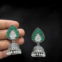 Anouk Leaf Shaped Jhumkas Earrings-picture-13