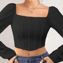 CORSICA Puff Sleeve Crop Top image 3
