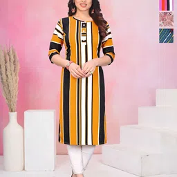 KETAKI FASHION Selection Of 4 Striped Round Neck Straight Kurtas-image-80