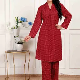 NAVYAAZRI Women Printed Regular Pure Cotton Kurta with Trousers-picture-16