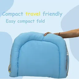 Fareto Infants Kids Blue & Yellow Printed Pure Cotton Foldable Baby Bed Set image 3