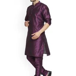 B BEN Men Regular Pure Silk Kurta with Pyjamas image 3