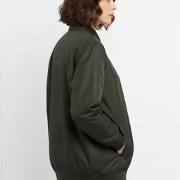 Promount Women Stand Collar Solid Lightweight Bomber Jacket image 5