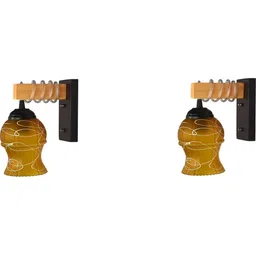 1ST TIME Yellow & Yellow Textured Wood Wall Lamp-picture-49