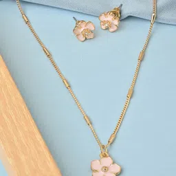 ToniQ Women Gold-Plated Flower Pendant Jewellery Set-picture-26