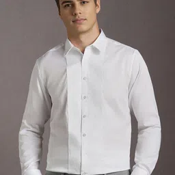 Louis Philippe Slim Fit Solid Spread Collar Cotton Formal Shirt-picture-41