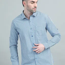 THE BEETEL HOUSE Men Comfort Fit Micro Checked Spread Collar Cotton Casual Shirt-image-33