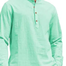 Navkanj Band Collar Roll-Up Sleeves Straight Short Kurta image 3