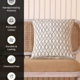 Peepul Tree Handblock printed Cotton Cushion Cover image 4