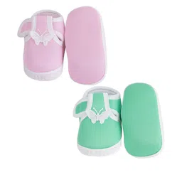 NESKA MODA Kids-Unisex Pink Cotton Booties image 5