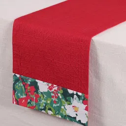 Ratan Cart Red & Green Floral Printed Pure Cotton Rectangular Table Runner image 4