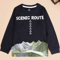 KiddoPanti Boys Graphic Printed Round Neck Regular Sleeves Pure Cotton Relaxed Fit T-shirt image 1