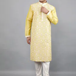 Manish Creations Ethnic Motifs Woven Design Band Collar Kurta with Churidar-picture-40