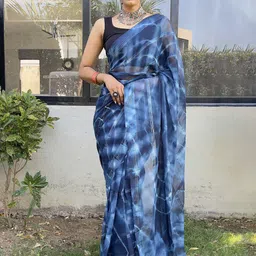 V3 FASHION STUDIO Tie and Dye Pure Georgette Ready to Wear Jamdani Saree image 1
